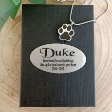 Pawprint Memorial Urn Cremation Ash Necklace In Personalised Box