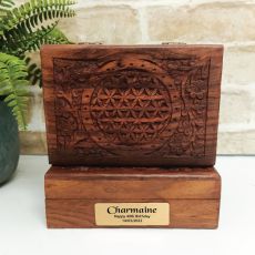 40th Flower Of Life Carved Wooden Trinket Box