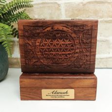 Personalised Flower Of Life Carved Wooden Trinket Box