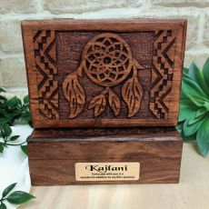 Personalised Carved Wood Trinket Box Dreamcatcher