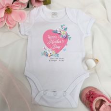 Personalised Mothers Day  Bodysuit -Floral Heart