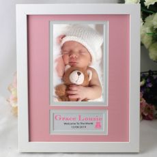 Baby Girl Personalised  Photo Frame 4x6 White Wood