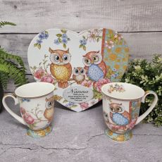 2pcs Owls Mug Set in Nana Heart Box