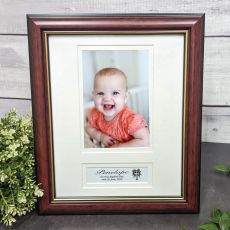 Classic Wood Baptism Photo Frame with Personal Message