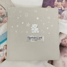 Personalised Baby Photo Album 200  - Silver Teddy