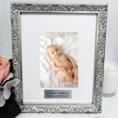 Naming Day Personalised Ornate Silver Photo Frame Louvre 4x6