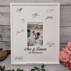 Wedding Signature Frame White Glitter 4x6 Photo