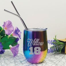 18th Birthday Rainbow Tumbler Stemless Wine Glass