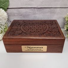 Nan Flower of Life Carved Wood Trinket Box
