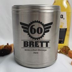 Personalised 60th Silver Can Cooler - Male Gift