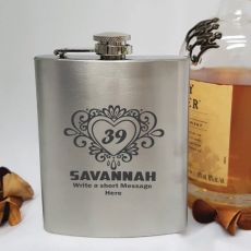  Birthday Engraved Personalised Silver Hip Flask (F)