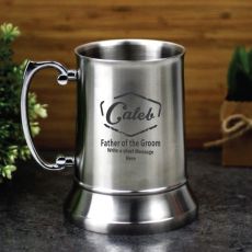 Father Of The Groom Engraved Personalised Stainless Beer Stein Glass