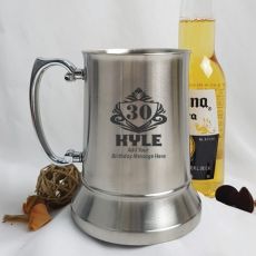 30th Birthday Engraved Personalised Stainless Beer Stein Glass (M)