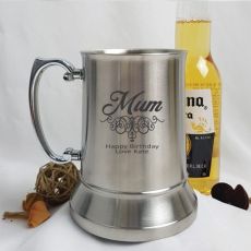 Mum Engraved Personalised Stainless Beer Stein Glass