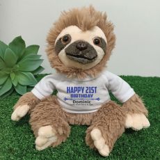 Personalised 21st Birthday  Sloth Plush - Curtis