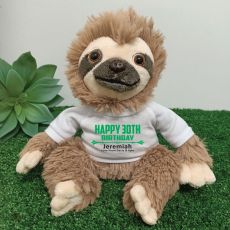 Personalised 30th Birthday  Sloth Plush - Curtis