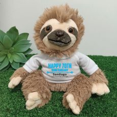Personalised 70th Birthday  Sloth Plush - Curtis