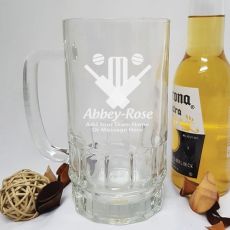 Cricket Coach Engraved Personalised Glass Beer Stein