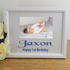 1st Birthday Personalised Photo Frame 4x6 Glitter White
