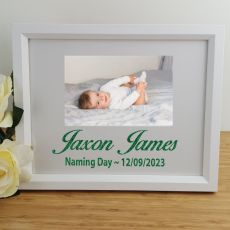 Naming Day Personalised Photo Frame 4x6 Glitter White