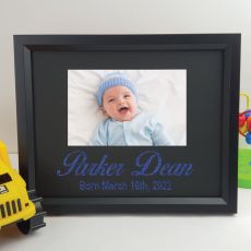 Baby Personalised Photo Frame 4x6 Glitter - Black 