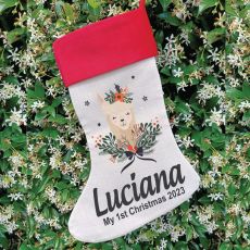 Personalised Christmas Stocking - Floral Llama
