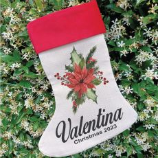 Personalised Christmas Stocking - Poinsettia