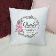 Personalised Cushion Cover - Pansy Wreath