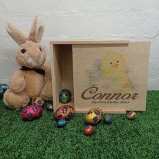 Personalised Wooden Easter Box Small - Easter Chicken