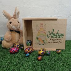 Personalised Wooden Easter Box 20cm - Easter Gnome