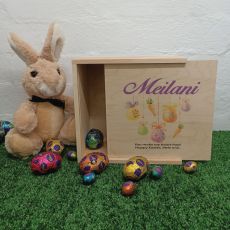 Personalised Wooden Easter Box  20cm - Hanging Eggs