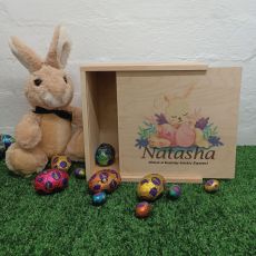 Personalised Easter Box 20cm Wood - Sleeping Bunny