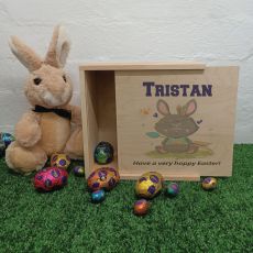 Personalised Easter Box 20cm Wood - Tribal Bunny