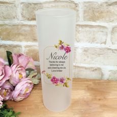 Personalised Frosted Glass Vase - Pink Pansy