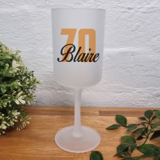 70th Birthday Frosted Wine Glass Goblet