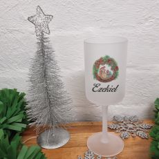 Christmas Frosted Wine Glass Goblet Nativity