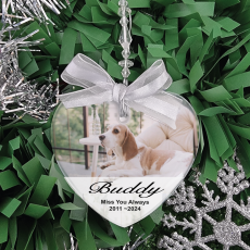 Frosted Heart Pet Memorial Christmas Ornament