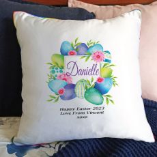 Personalised Easter Cushion Cover - Blue Eggs