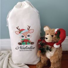 Personalised Christmas Sack 80cm  - Baby Deer
