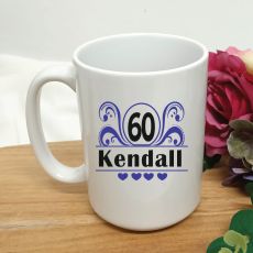 60th Birthday Personalised Coffee Mug - Swirl 15oz