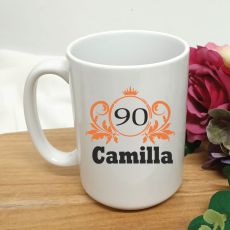 Personalised 90th Birthday Princess Coffee Mug 15oz