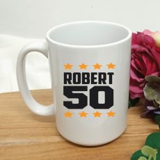 Personalised 50th Birthday Coffee Mug 15oz Star