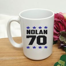 Personalised 70th Birthday Coffee Mug 15oz Star