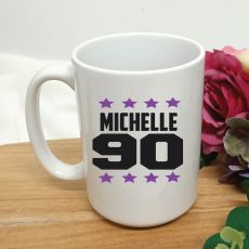 Personalised 90th Birthday Coffee Mug 15oz Star