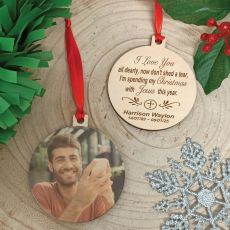 Memorial Christmas Photo Wooden Ornament - With Jesus