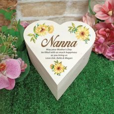 Nana Wooden Heart Gift Box - Sunflower