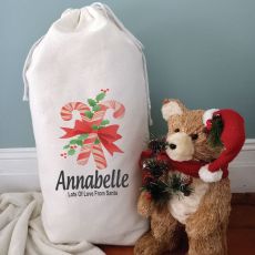 Personalised Christmas Sack 80cm  - Candy Cane