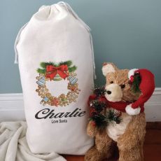 Personalised Christmas Sack 80cm  - Wreath