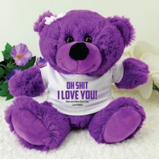 Naughty I Love You Valentines Bear - Purple