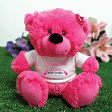 Personalised 90th Birthday Bear Hot Pink Plush